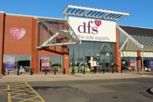 Outside the front of a DFS furniture store