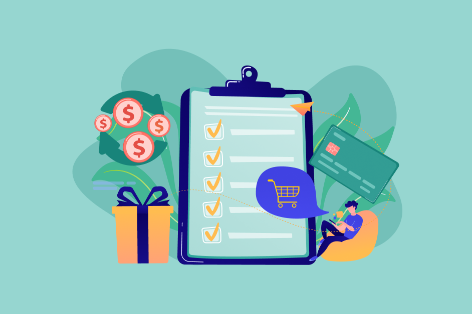 Graphic of person on a beanbag in front of a giant clipboard with checklist