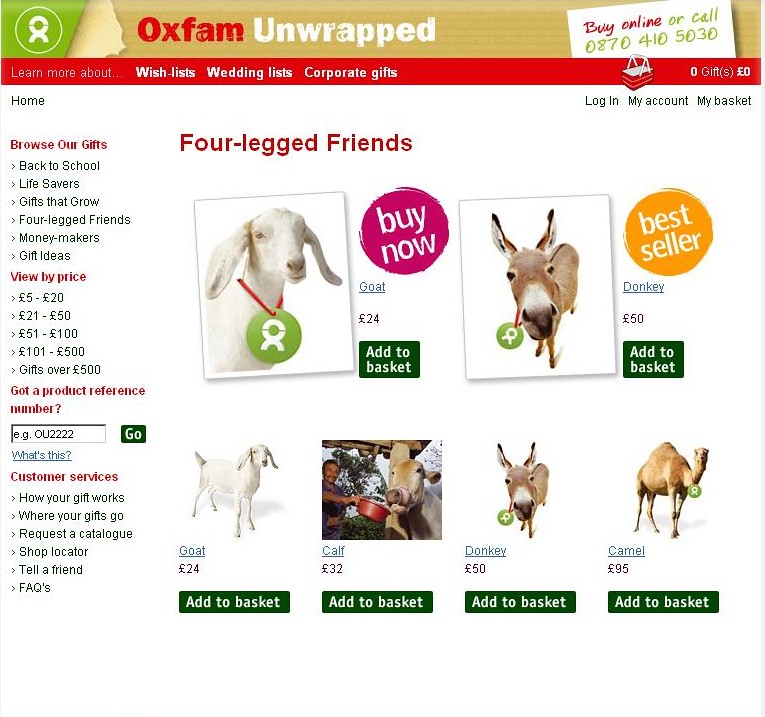 Animals up for adoption via online catalogue